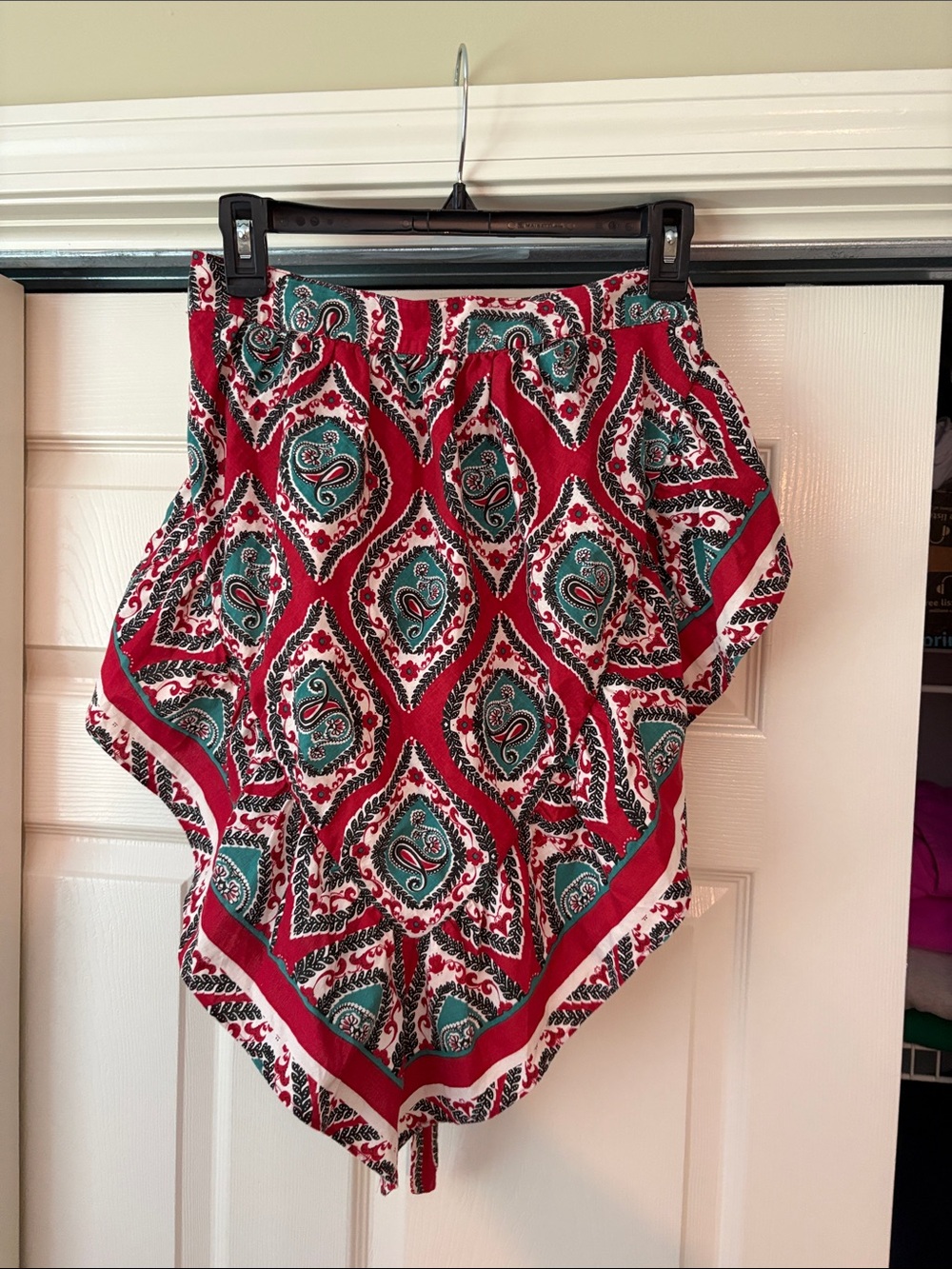 Free People Red and Teal Paisley Bandana top